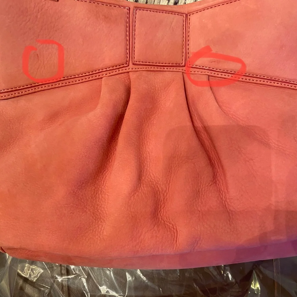 Authentic Kate Spade Madison Ave Suede Bow Pink Peach Color Handbag Satchel